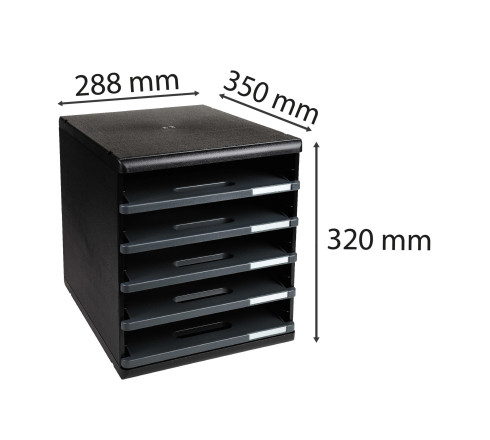 Module de classement Modulo Ecoblack 5 tiroirs ouverts