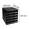 Module de classement Modulo Ecoblack 5 tiroirs ouverts