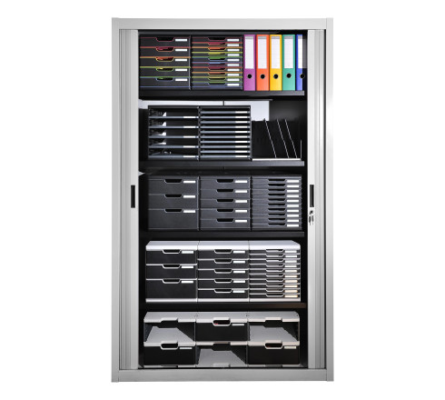 Module de classement Modulo Ecoblack 5 tiroirs ouverts