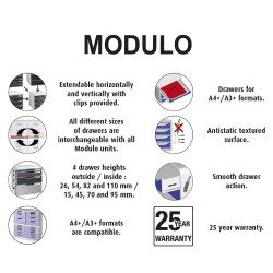 Module de classement Modulo Ecoblack 5 tiroirs ouverts