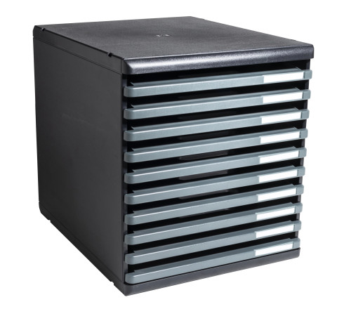 Module de classement Modulo Ecoblack 10 tiroirs ouverts