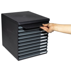 Module de classement Modulo Ecoblack 10 tiroirs ouverts