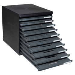 Module de classement Modulo Ecoblack 10 tiroirs ouverts