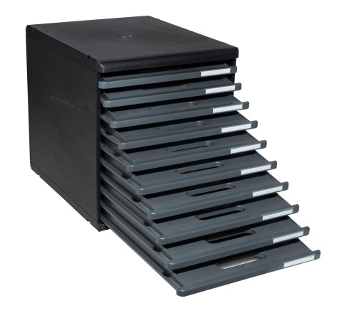 Module de classement Modulo Ecoblack 10 tiroirs ouverts