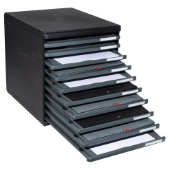 Module de classement Modulo Ecoblack 10 tiroirs ouverts