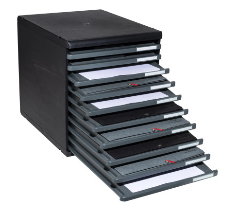 Module de classement Modulo Ecoblack 10 tiroirs ouverts