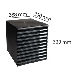 Module de classement Modulo Ecoblack 10 tiroirs ouverts