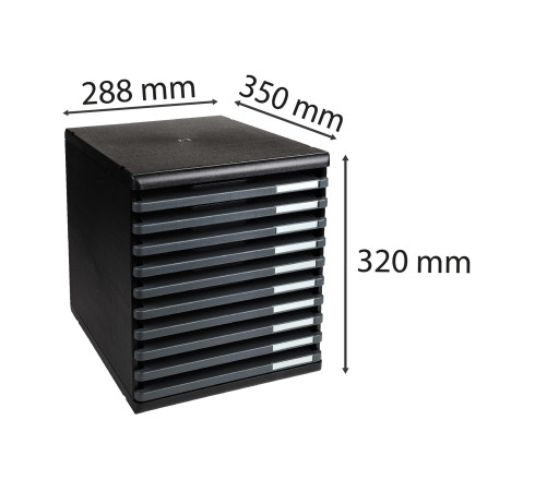 Module de classement Modulo Ecoblack 10 tiroirs ouverts