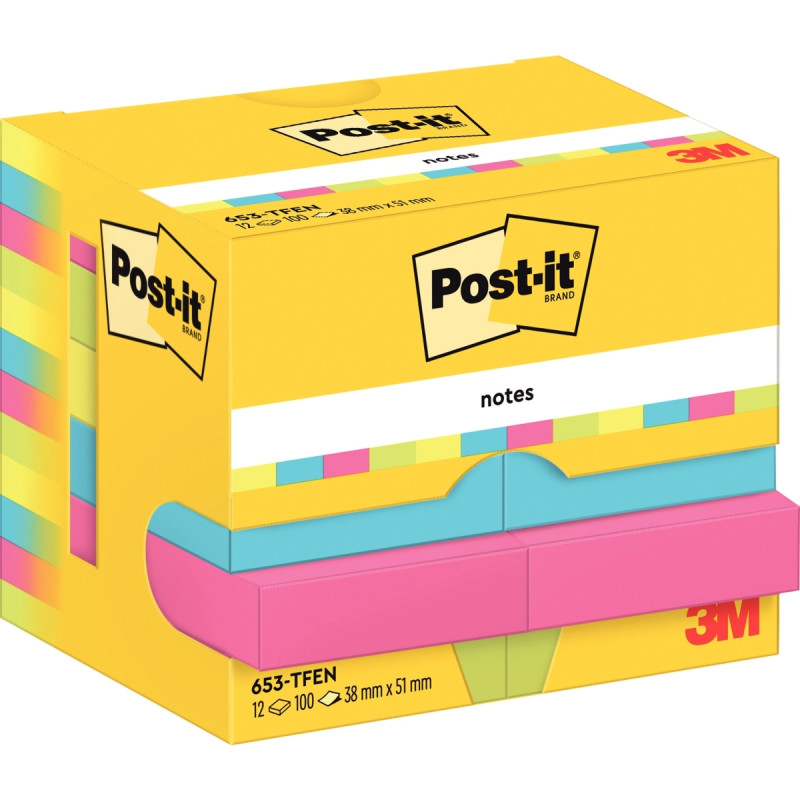Paquet 12 blocs notes 100 feuilles Post-it adhésifs repositionnables e
