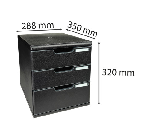 Module de classement Modulo Ecoblack 3 tiroirs fermés