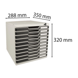 Module de classement Modulo Office 10 tiroirs fermables à clé