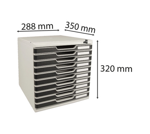 Module de classement Modulo Office 10 tiroirs fermables à clé