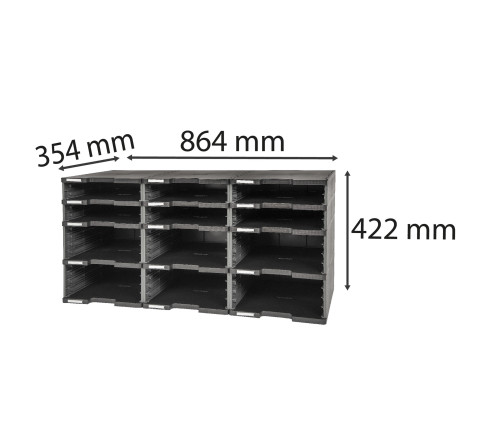 Module de classement Modulodoc - set 12 cases sans tiroirs Ecoblack
