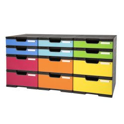 Module de classement Modulodoc - set 12 cases avec tiroirs Ecoblack