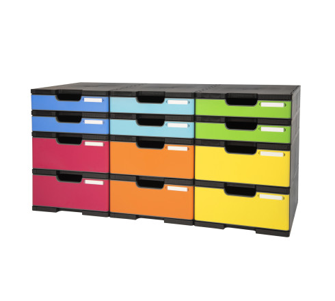 Module de classement Modulodoc - set 12 cases avec tiroirs Ecoblack