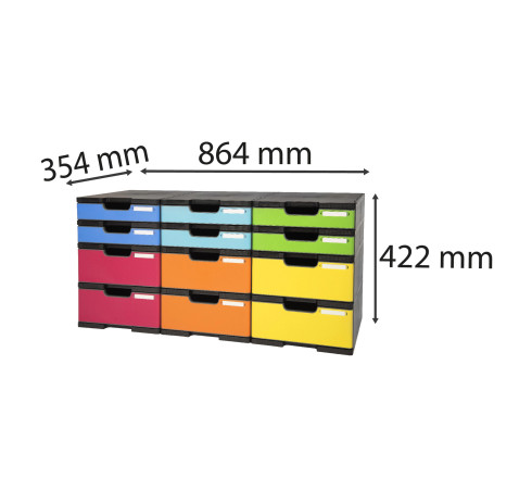 Module de classement Modulodoc - set 12 cases avec tiroirs Ecoblack