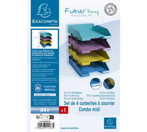 Set de 4 corbeilles-à-courrier Combo Midi Forever Young