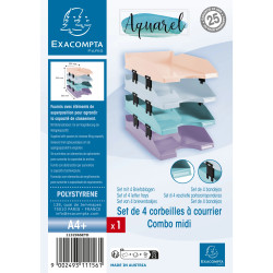 Set de 4 corbeilles-à-courrier Combo Midi Aquarel