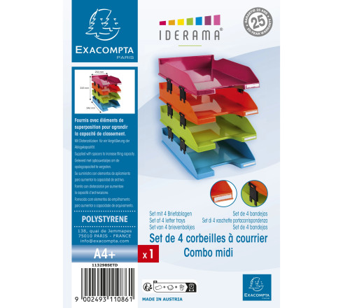 Set de 4 corbeilles-à-courrier Combo Midi Iderama