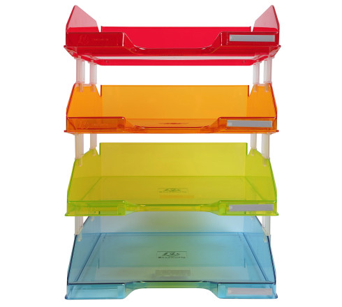 Set de 4 corbeilles-à-courrier Combo Midi transparent Linicolor