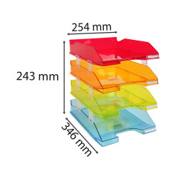 Set de 4 corbeilles-à-courrier Combo Midi transparent Linicolor