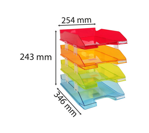 Set de 4 corbeilles-à-courrier Combo Midi transparent Linicolor