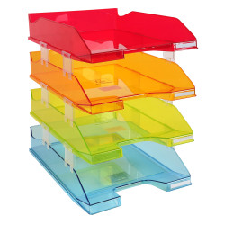 Set de 4 corbeilles-à-courrier Combo Midi transparent Linicolor