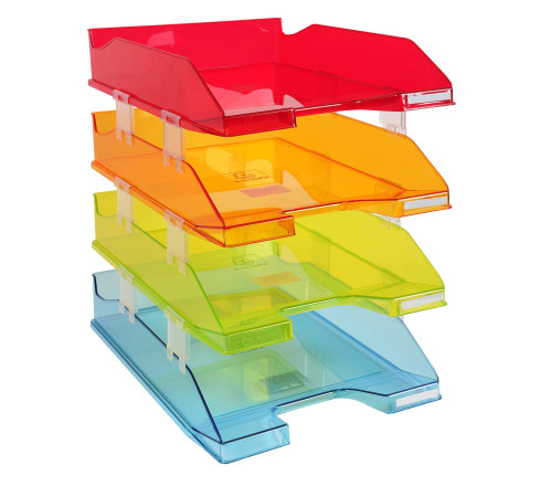 Set de 4 corbeilles-à-courrier Combo Midi transparent Linicolor