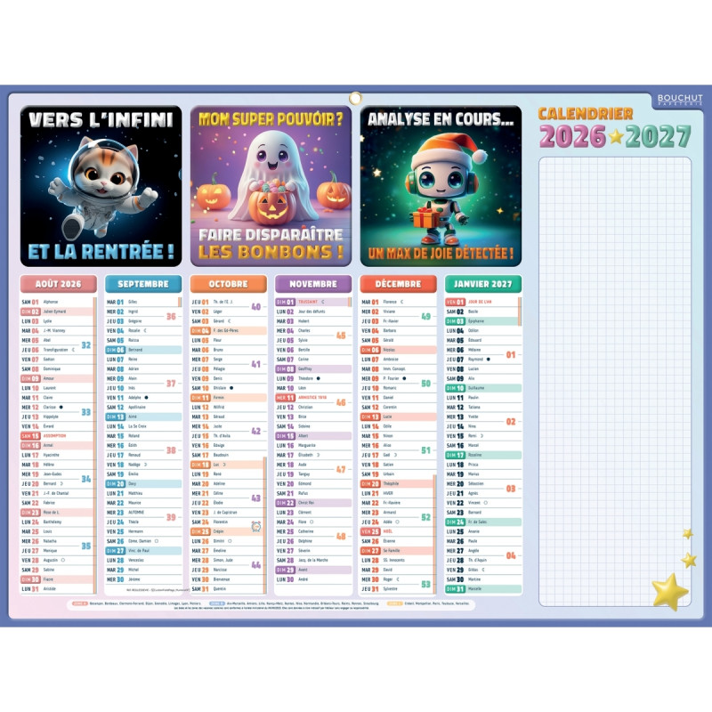 Calendrier semestriel 6 mois par face 32x42cm