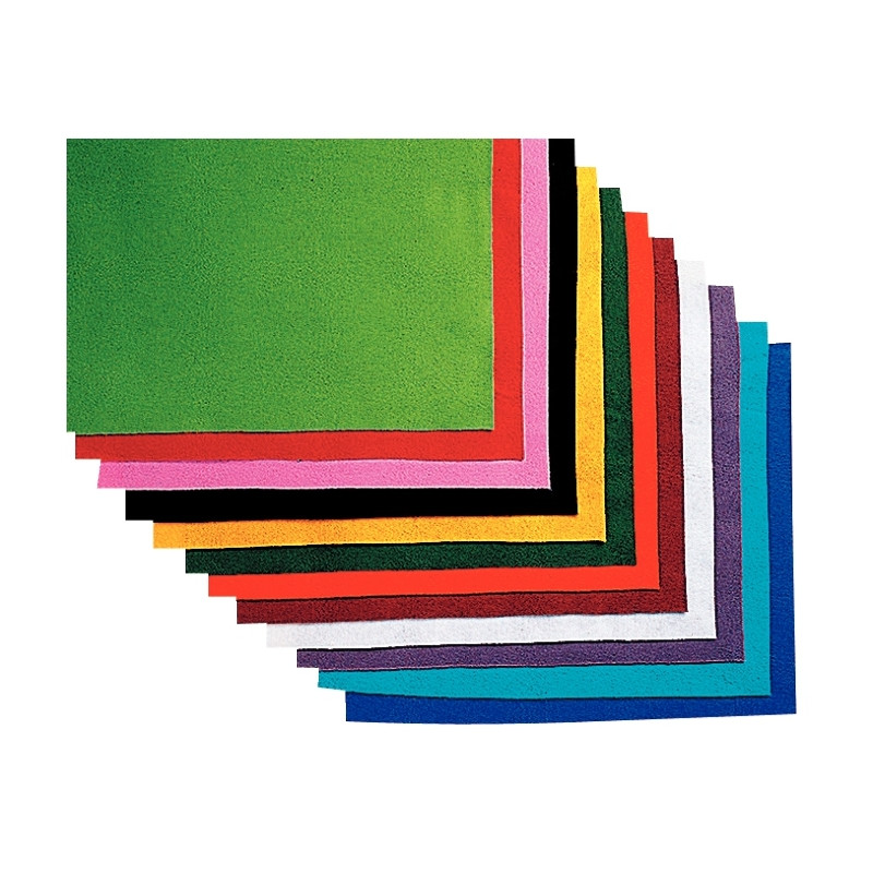 Paquet de 12 coupons de feutrine non adhésive, format 45 x 47 cm color
