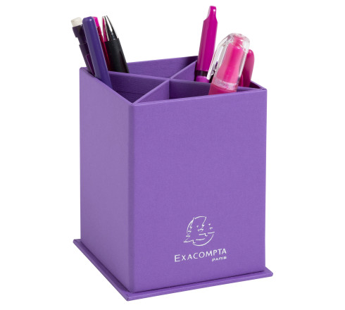 Pot à crayons carré 4 compartiments carton Teksto