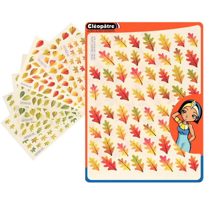 Pochette de 958 gommettes formes feuilles assorties