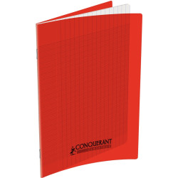 Piqûre 60 pages CONQUERANT, 17x22 cm, seyès, couv PP rouge