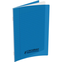 Piqûre 96 pages CONQUERANT, 17x22 cm, seyès, couv PP bleu
