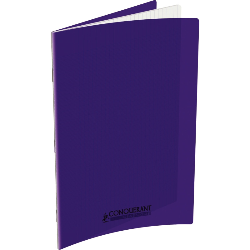 Piqûre 96 pages CONQUERANT, 24x32 cm, seyès, couv PP violet