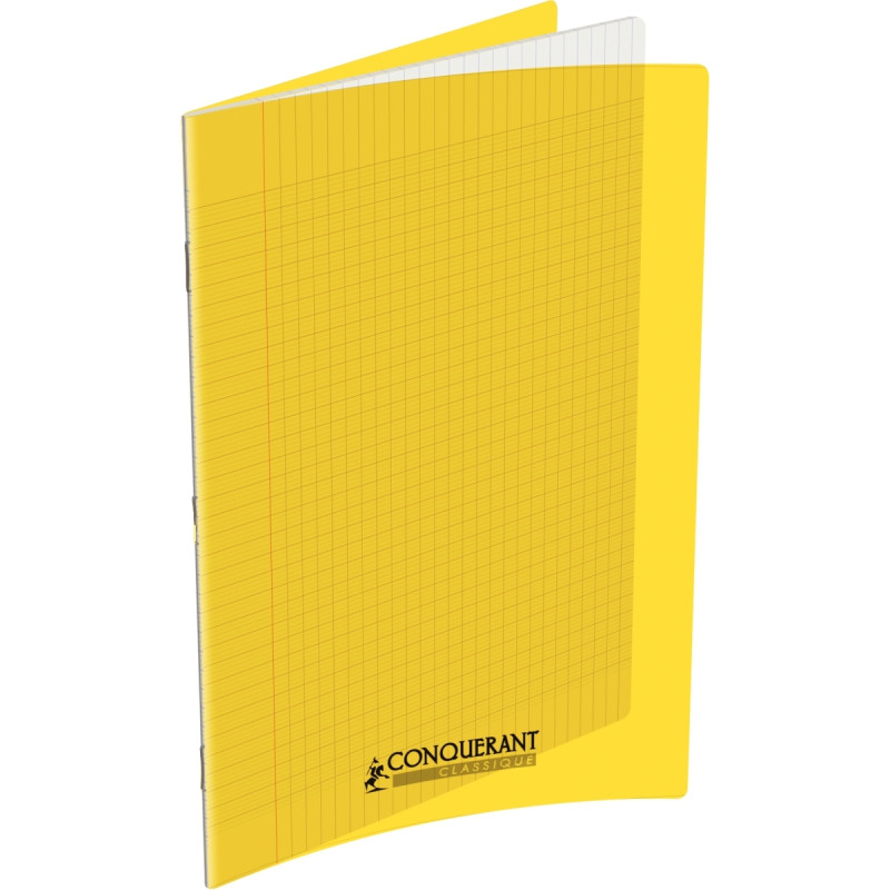 Piqûre 48 pages CONQUERANT, 24x32 cm, seyès, couv PP jaune
