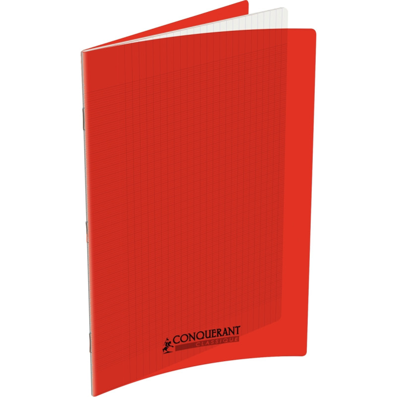 Piqûre 96 pages CONQUERANT, 24x32 cm, seyès, couv PP rouge