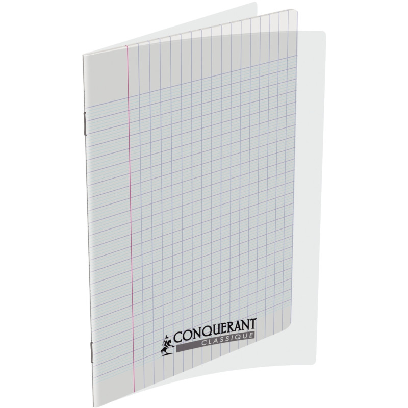 Piqûre 96 pages CONQUERANT, 17x22 cm, seyès, couv PP incolore