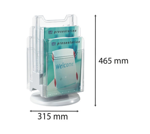 Distributeur de prospectus tourniquet de table 6 Compartiments A4