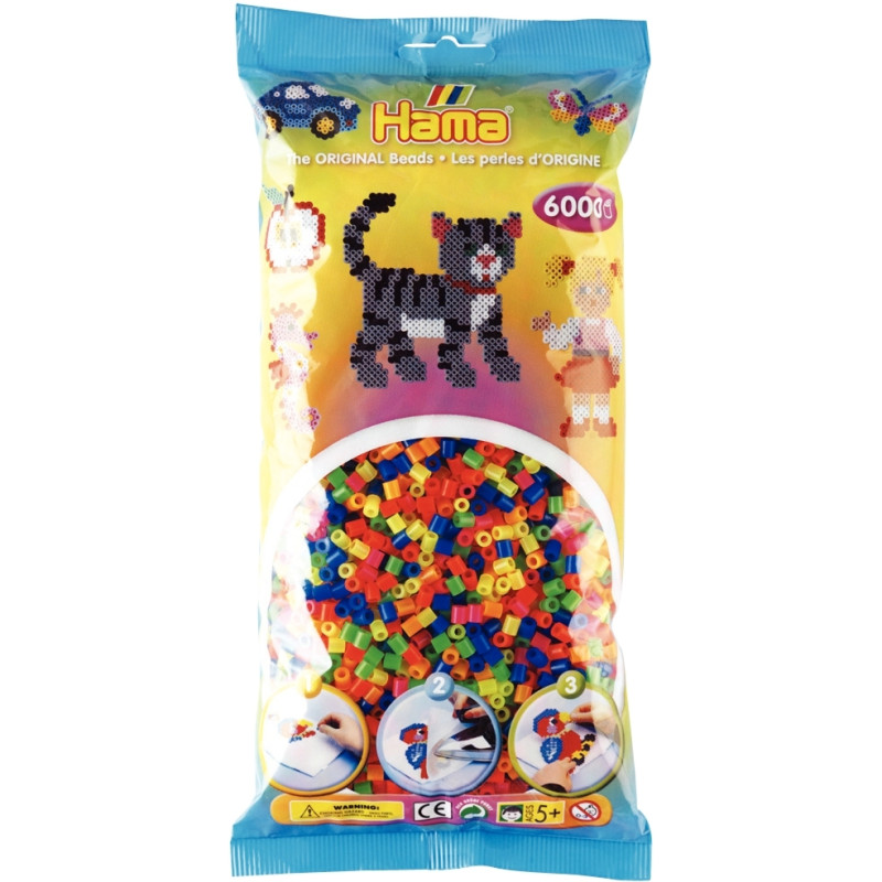 Sachet de 6 000 perles Hama à repasser taille midi néon