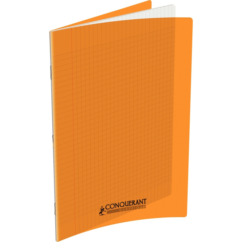 Piqûre 96 pages CONQUERANT, 24x32 cm, seyès, couv PP orange
