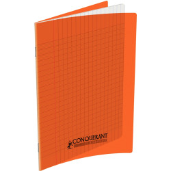 Piqûre 96 pages CONQUERANT, 17x22 cm, seyès, couv PP orange