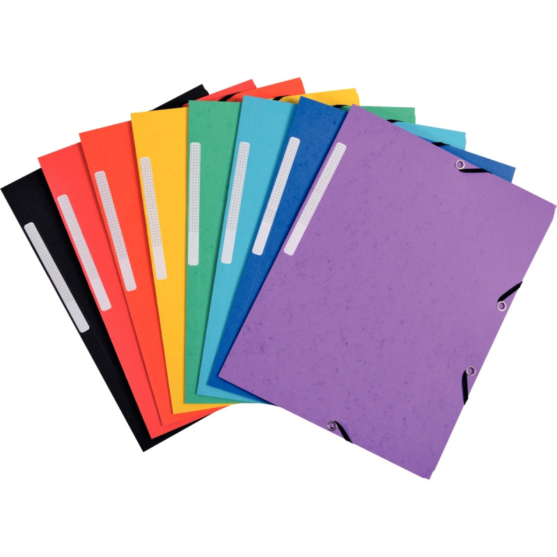 Lot de 7+3 chemises 3 rabats à élastiques en carte recyclée, coloris a