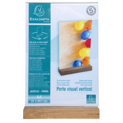Porte-visuel avec socle en bois vertical A4