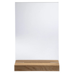 Porte-visuel avec socle en bois vertical A4