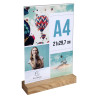 Porte-visuel avec socle en bois vertical A4
