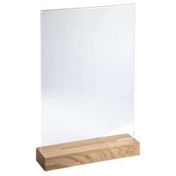 Porte-visuel avec socle en bois vertical A4