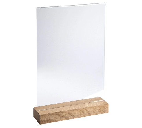 Porte-visuel avec socle en bois vertical A4