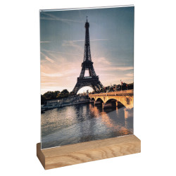 Porte-visuel avec socle en bois vertical A4