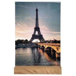 Porte-visuel avec socle en bois vertical A4